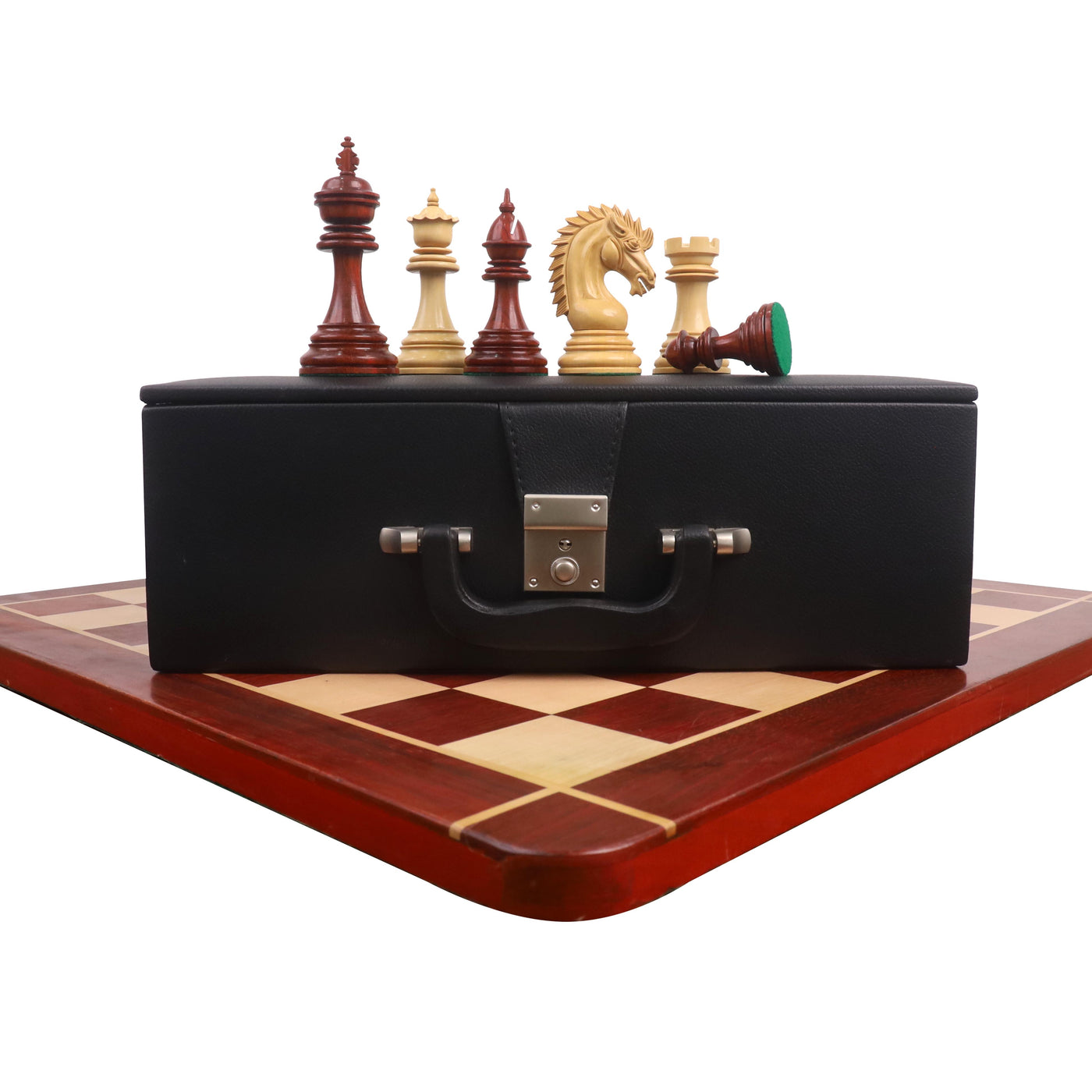 Combo of 4.4" Dragon Luxury Staunton Chess Set - Pieces in Bud Rosewood with Board and Box