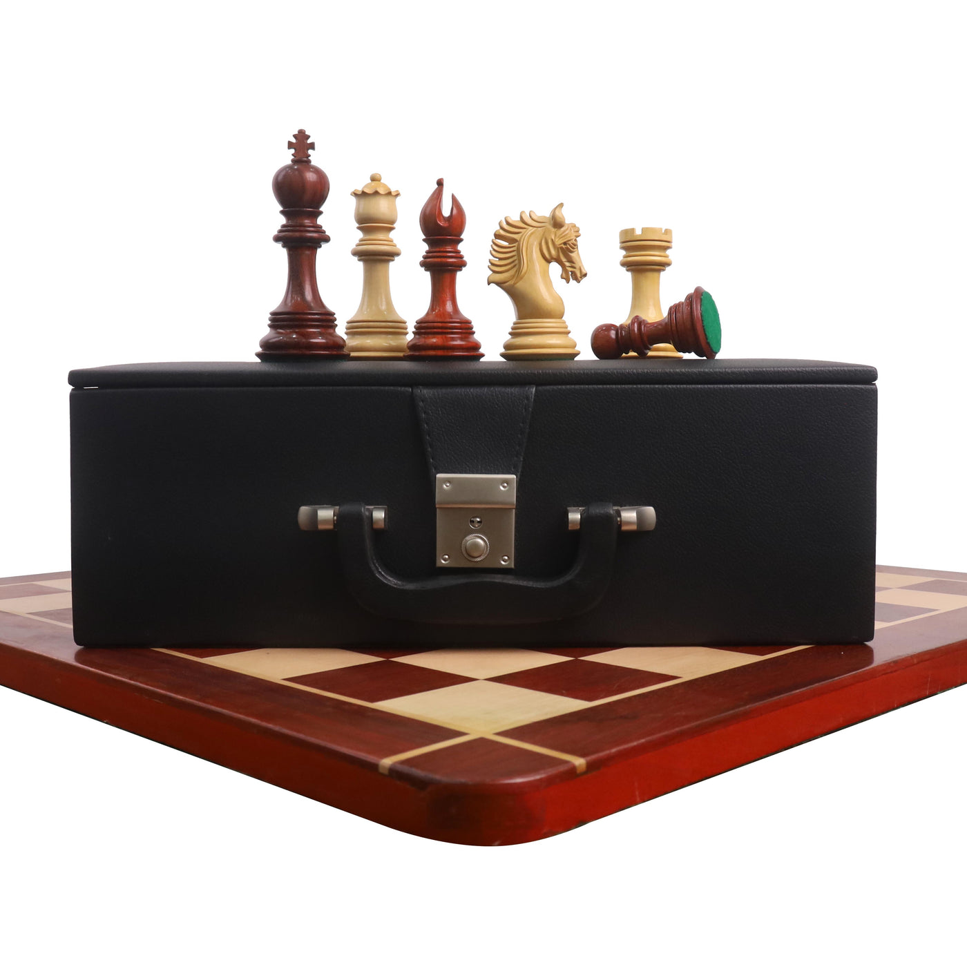 Combo of 4.6" Arthur Luxury Staunton Chess Set - Pieces in Bud Rosewood with Board and Box