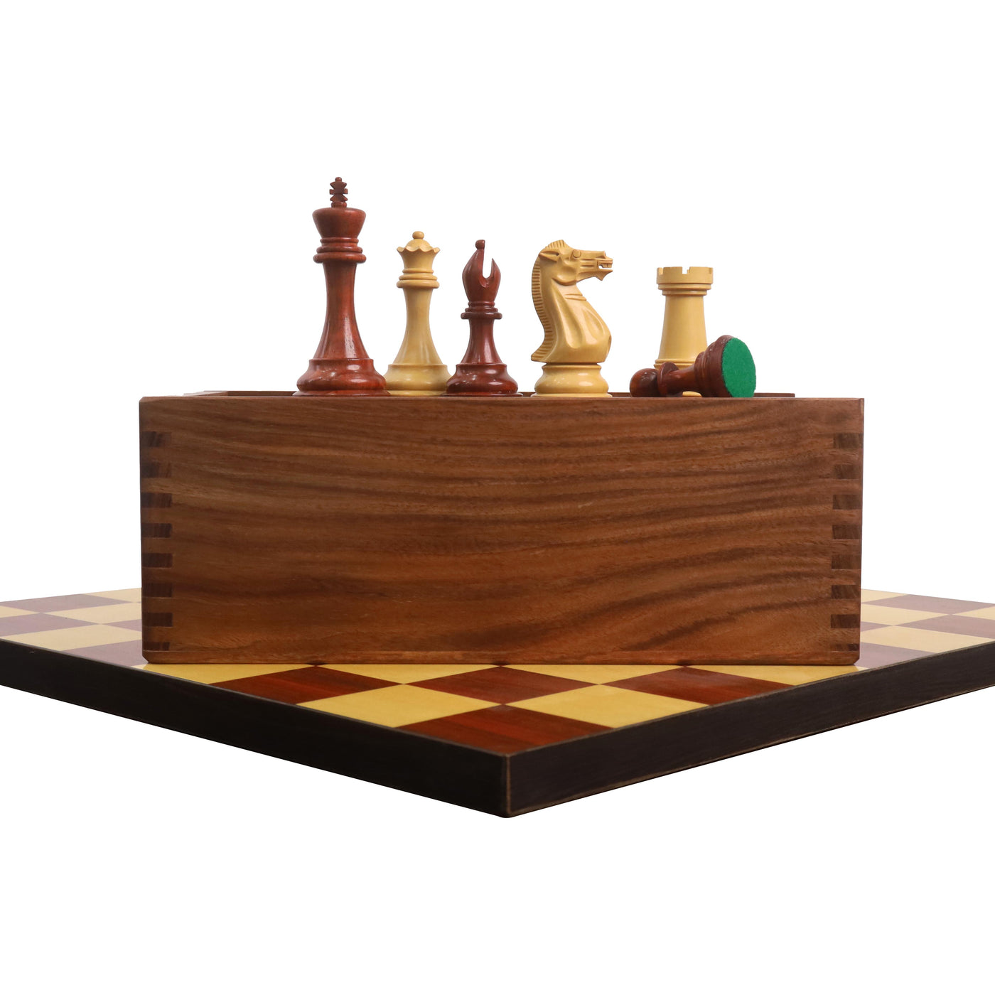 Combo of 4" Sleek Staunton Luxury Chess Set - Pieces in Bud Rose Wood with Board and Box