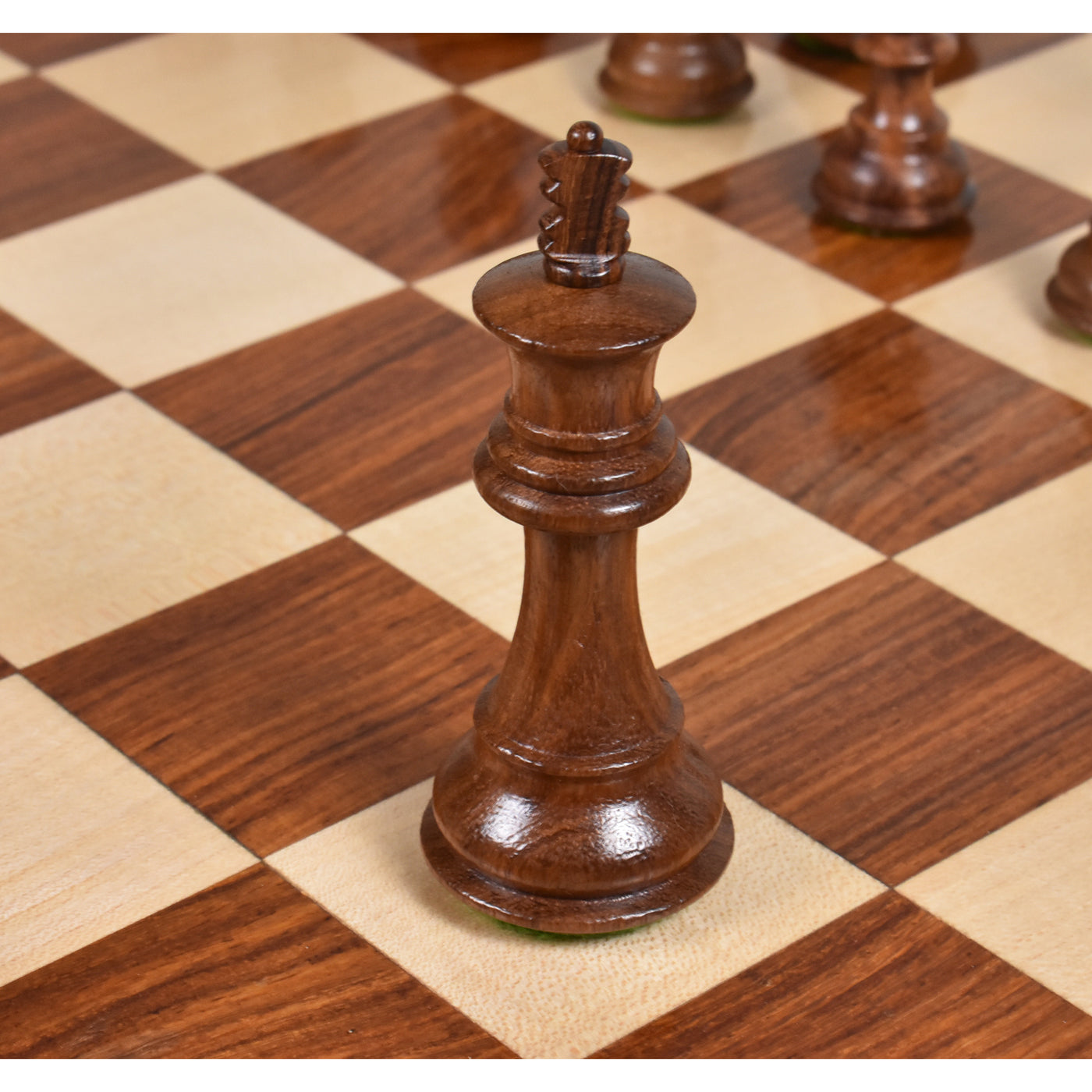 Combo of 3.5" Fierce Knight Staunton Chess Set - Pieces in Golden Rosewood with Chess Board & Storage Box