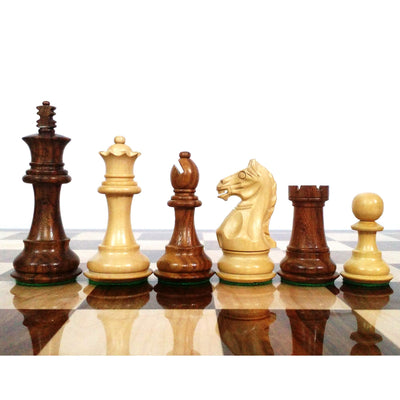 Combo of 3.5" Fierce Knight Staunton Chess Set - Pieces in Golden Rosewood with 19" Chessboard and Storage Box