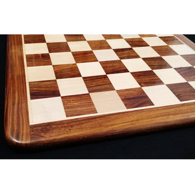 Combo of 3.5" Fierce Knight Staunton Chess Set - Pieces in Golden Rosewood with 19" Chessboard and Storage Box