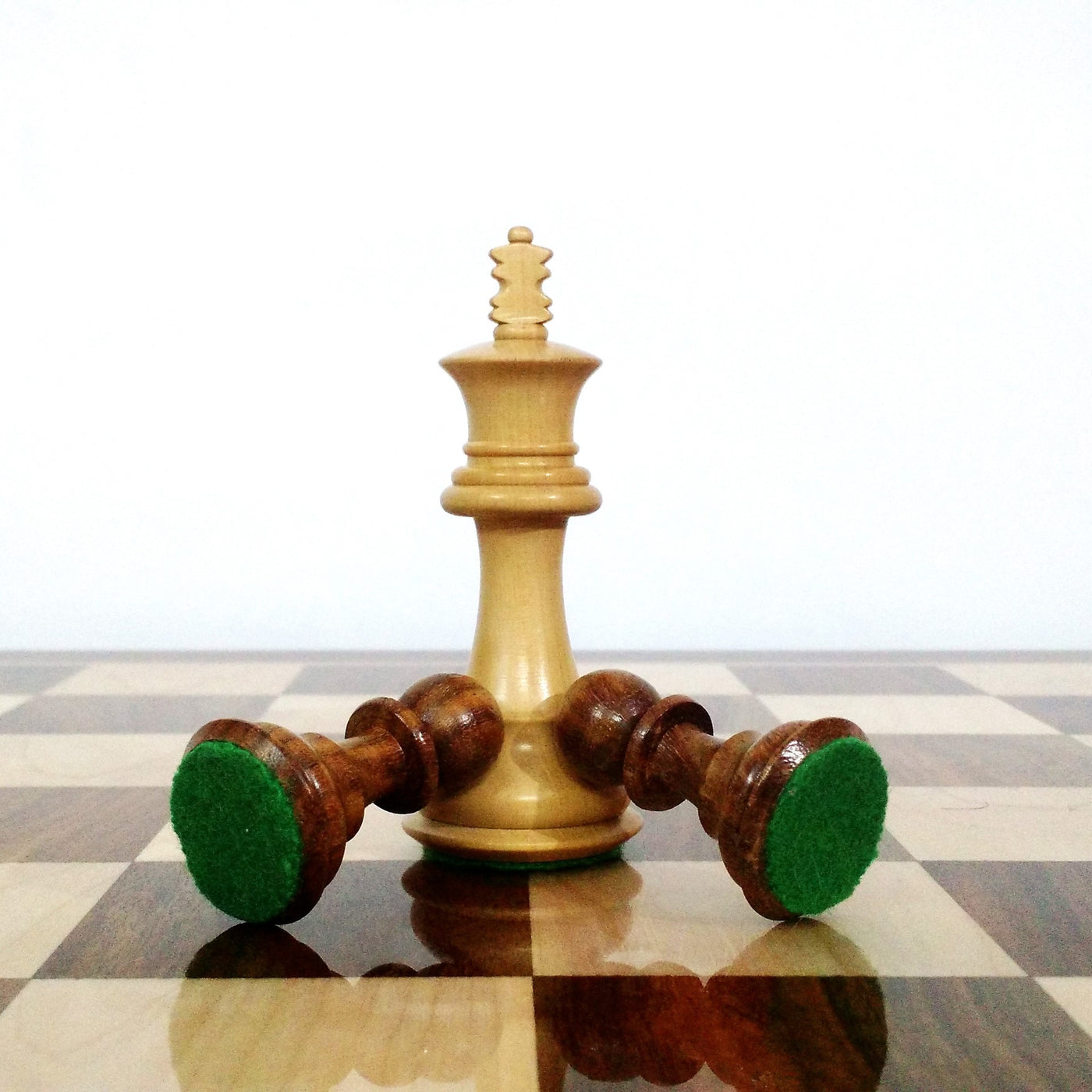 Combo of 3.5" Fierce Knight Staunton Chess Set - Pieces in Golden Rosewood with 19" Chessboard and Storage Box