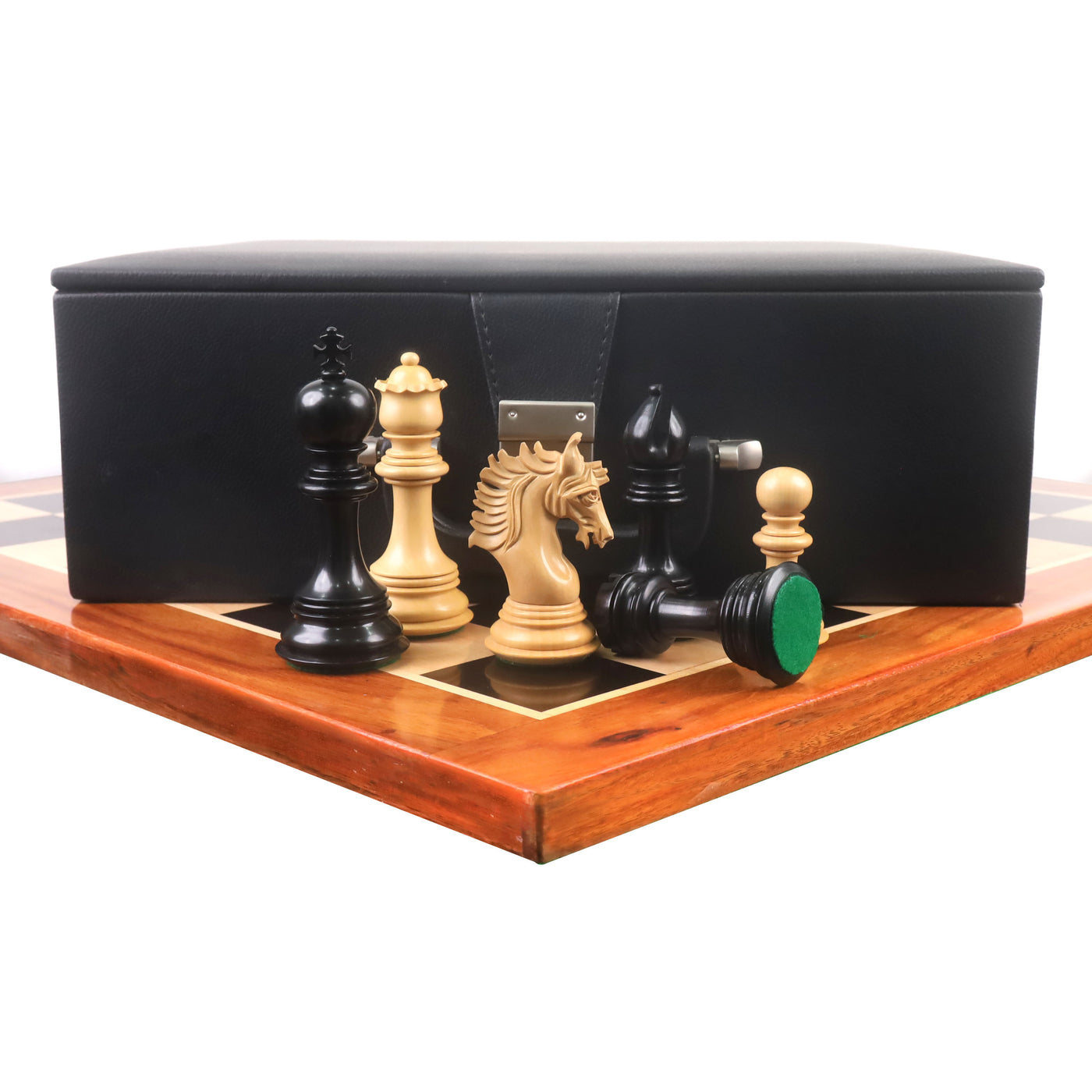 Arthur Luxury Staunton Chess Set Combo - Pieces in Ebony Wood with 23" Large Ebony & Maple Wood Chessboard and Storage Box