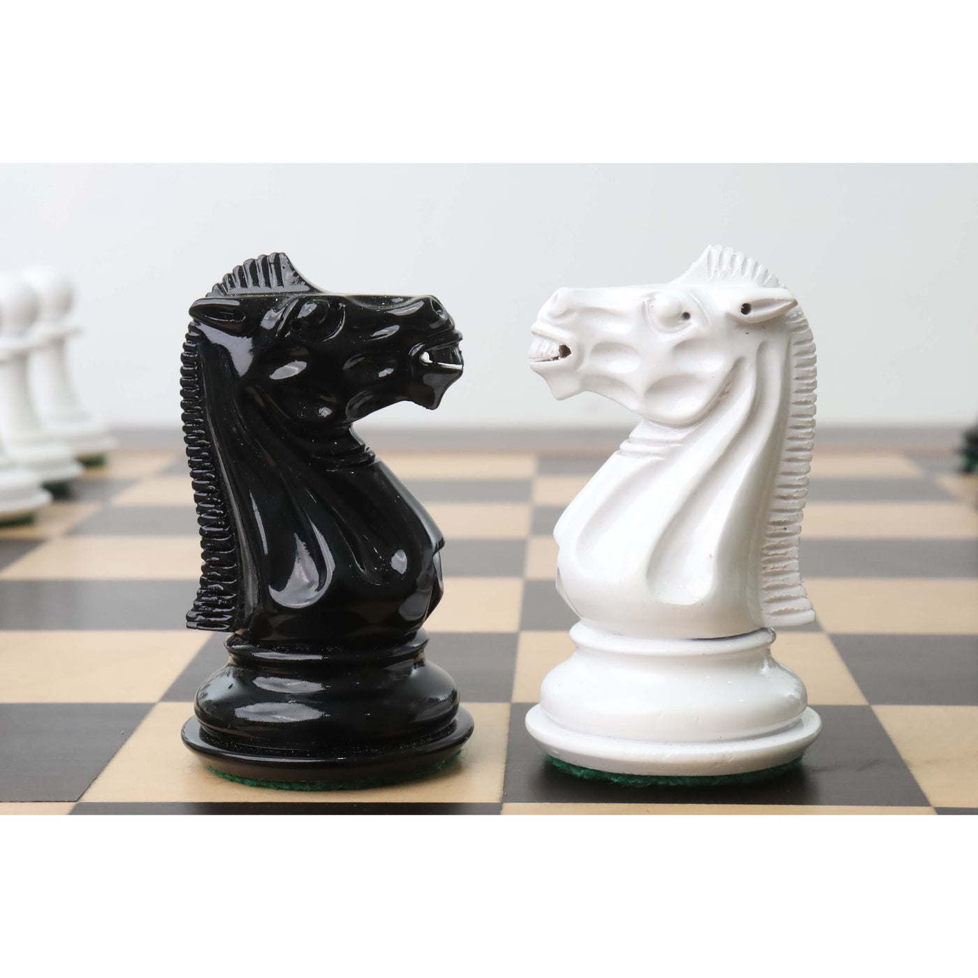 1940s' Soviet Reproduced Chess Set - Chess Pieces Only - Black and White Lacquer Boxwood