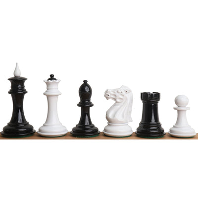Slightly Imperfect 1940s' Soviet Reproduced Chess Set - Chess Pieces Only - Black and White Lacquer Boxwood
