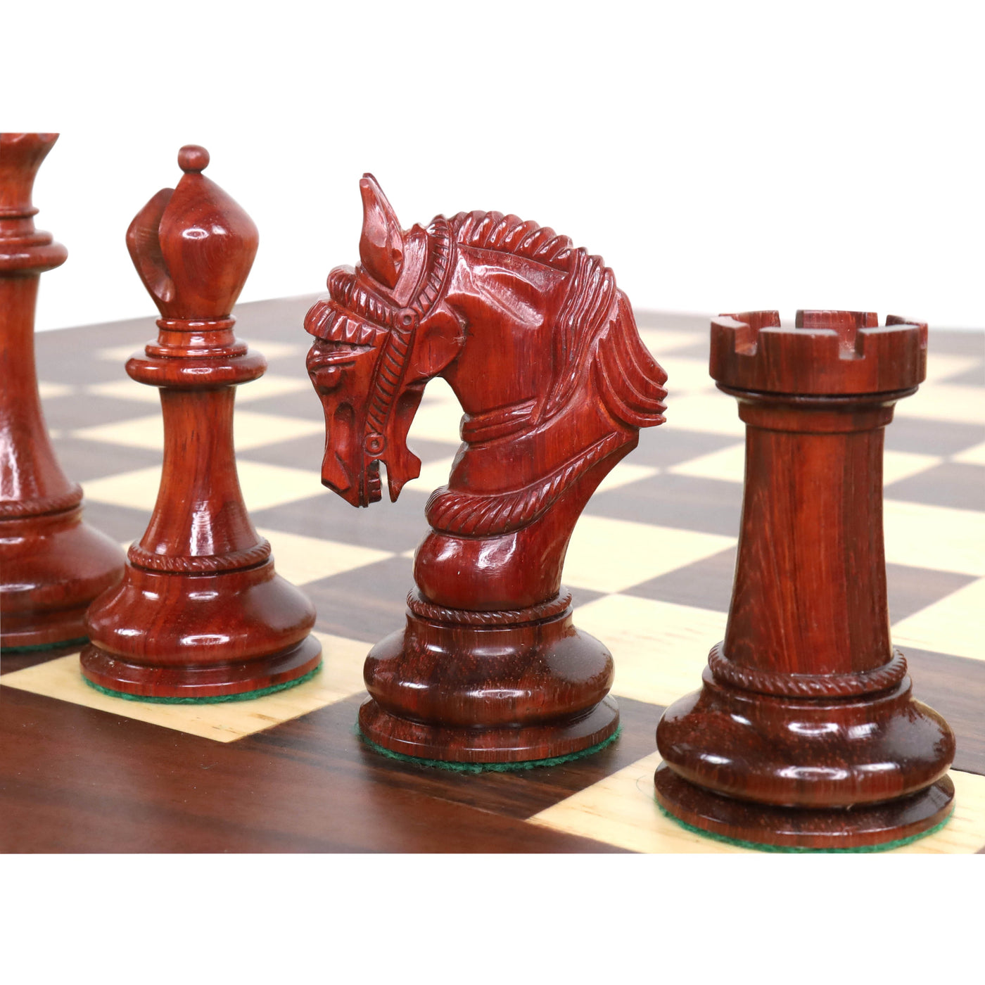 Slightly Imperfect 4.5" Imperator Luxury Staunton Chess Set - Chess Pieces Only - Bud Rosewood -Triple Weight