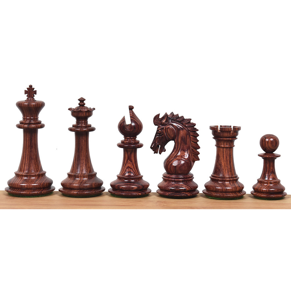 3.7" Emperor Series Staunton Chess Rose Wood Pieces with 21" Large Flat Chess board Rosewood & Maple Wood and Leatherette Coffer Storage Box