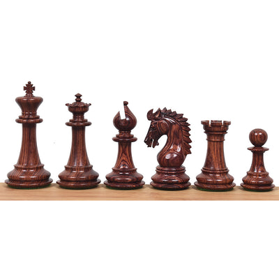 3.7" Emperor Series Staunton Chess Rose Wood Pieces with 21" Large Flat Chess board Rosewood & Maple Wood and Leatherette Coffer Storage Box