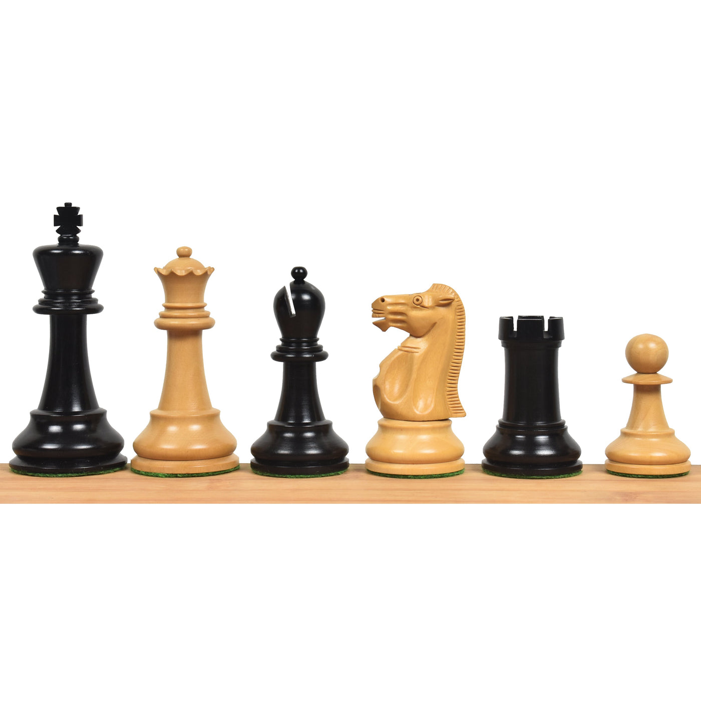 3.9" Lessing Staunton Chess Set - Chess Pieces Only- Natural Ebony Wood -Triple Weighted