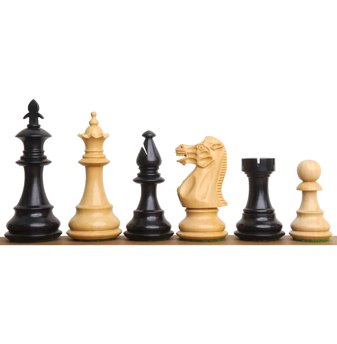 3.7" British Staunton Weighted Chess Set - Chess Pieces Only-  Ebonised Boxwood