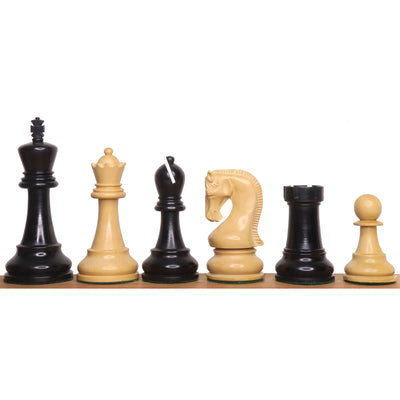 Leningrad Staunton Chess Set - Chess Pieces Only - Ebonised Boxwood - 4" King