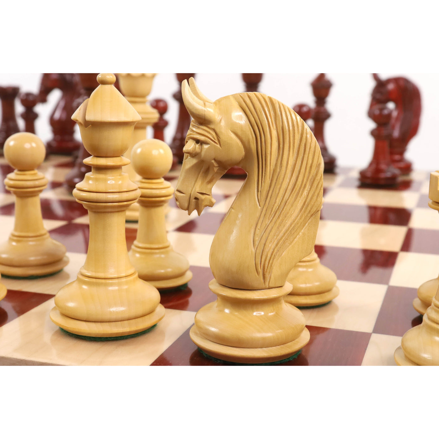 Combo of 4.6" Bath Luxury Staunton Chess Set - Pieces in Bud Rosewood with Board and Box