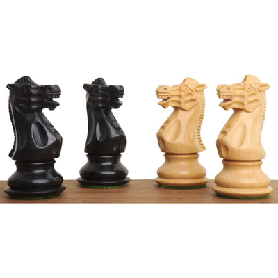 3.7" British Staunton Weighted Chess Set - Chess Pieces Only-  Ebonised Boxwood