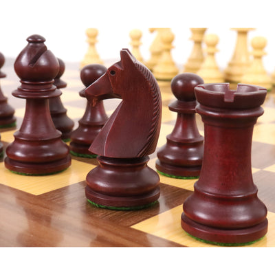 3.9" French Chavet Tournament Chess Set - Chess Pieces Only - Mahogany Stained & Boxwood