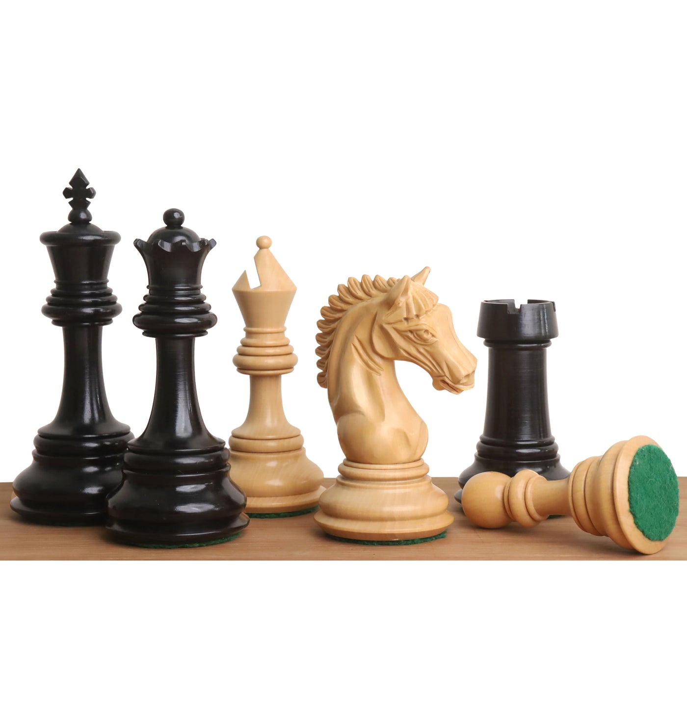 4.5" Tilted Knight Luxury Staunton Chess Set - Chess Pieces Only - Ebony Wood & Boxwood