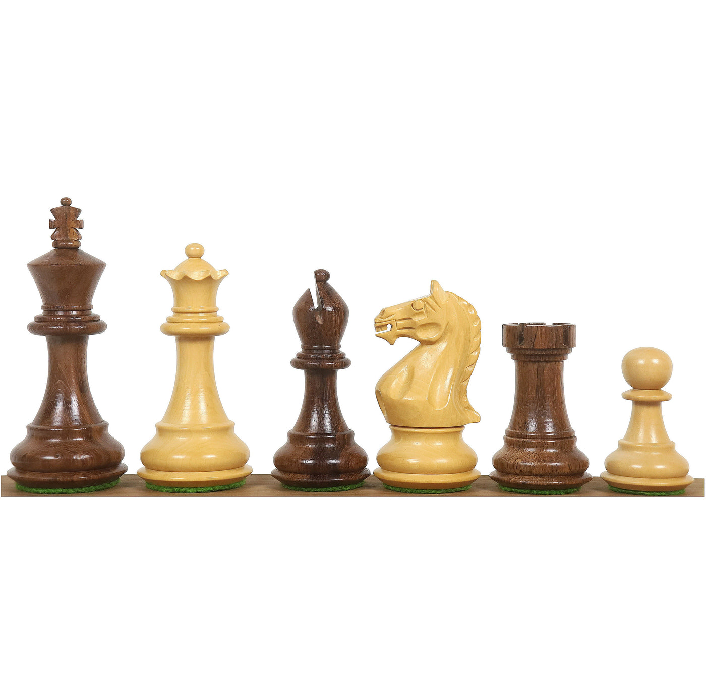3.75" Queens Gambit Staunton Chess Pieces with 21" Drueke Style Matt Finish Chess board and Storage Box - Golden Rosewood & Maple Wood