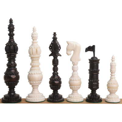 5.8" English Citadel Series Hand Carved Chess Set - Chess Pieces Only - Camel Bone