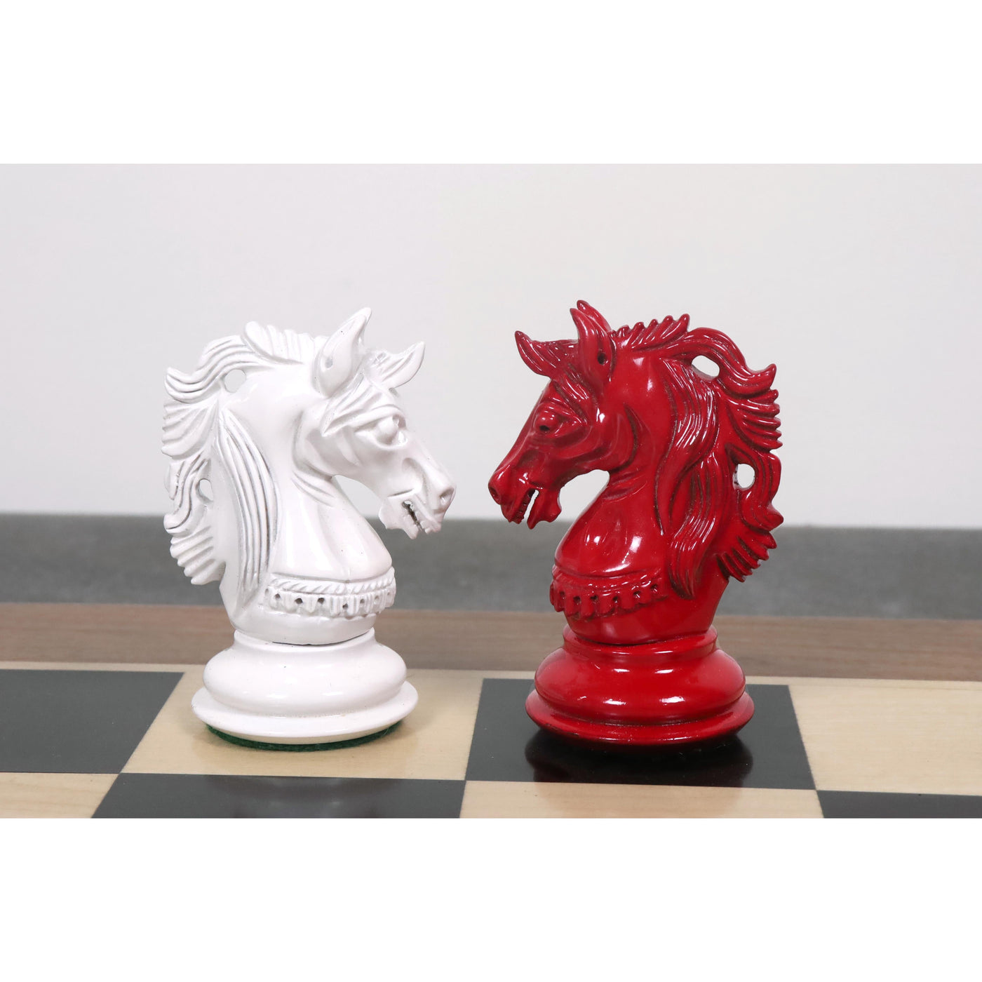 Slightly Imperfect 4.6" Prestige Luxury Staunton Chess Set - Chess Pieces Only- White & Red Lacquer Boxwood