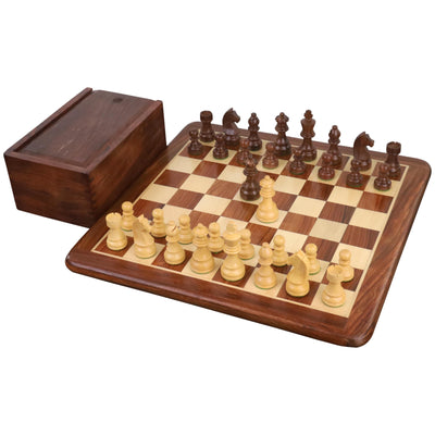 3.3" Tournament Staunton Chess Set - Chess Pieces Only - Golden Rosewood - Compact size