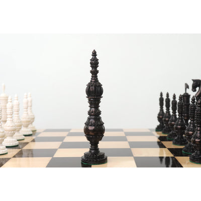 5.8" English Citadel Series Hand Carved Chess Set - Chess Pieces Only - Camel Bone