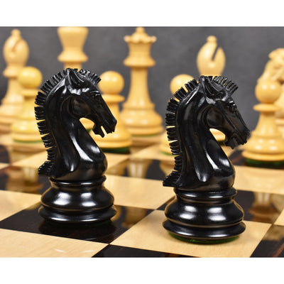 Combo of 3.9" Craftsman Series Staunton Chess Set - Pieces in Ebony Wood with Board and Box