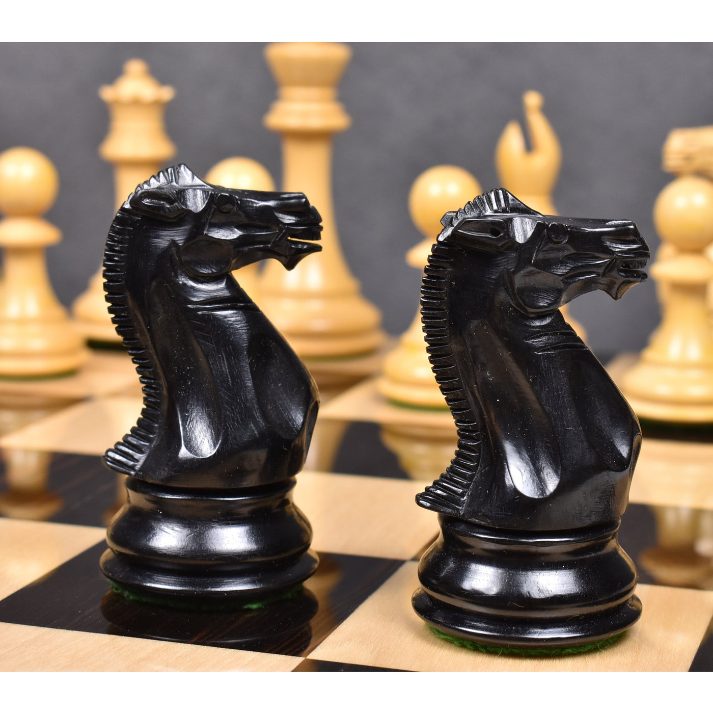 Slightly Imperfect 4" Sleek Staunton Luxury Chess Set - Chess Pieces Only - Triple Weighted Ebony Wood