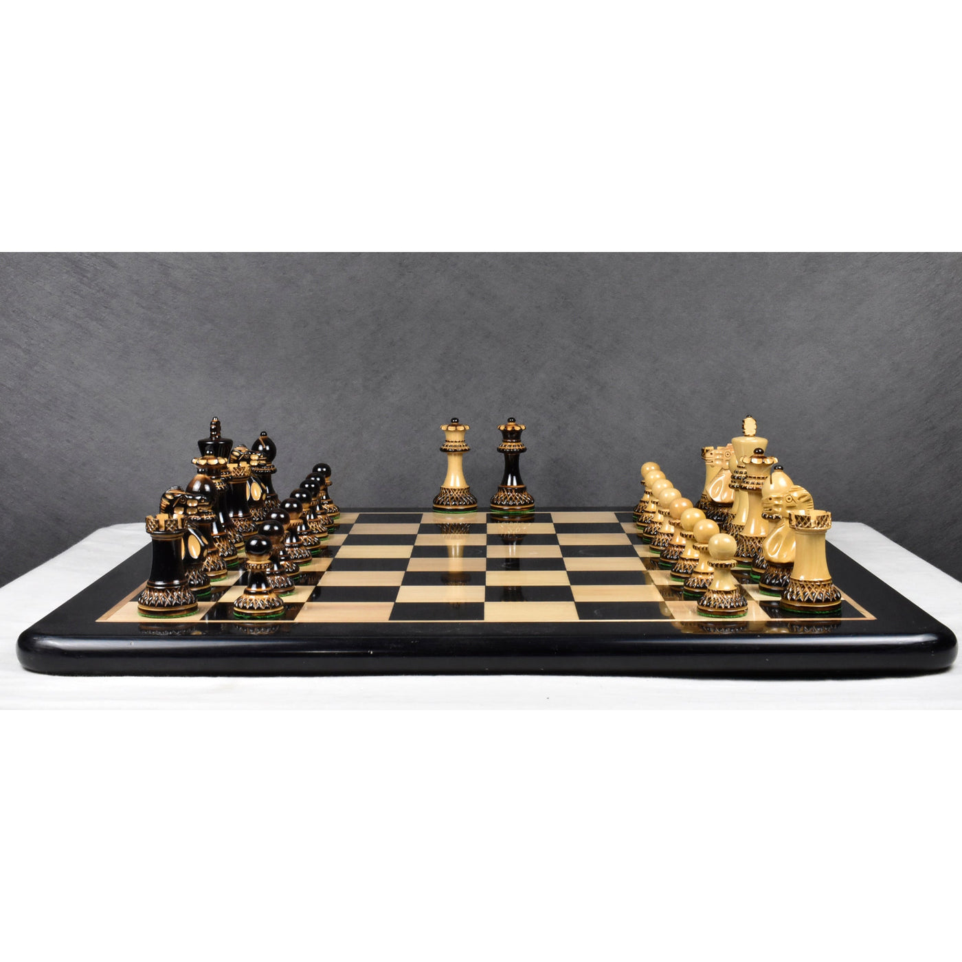 Slightly Imperfect 3.9" Parker Staunton Carved Chess Set - Chess Pieces Only- Lacquer (gloss)finish Boxwood