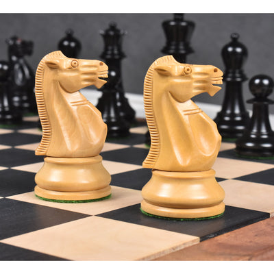3.9" Lessing Staunton Chess Set - Chess Pieces Only- Natural Ebony Wood -Triple Weighted