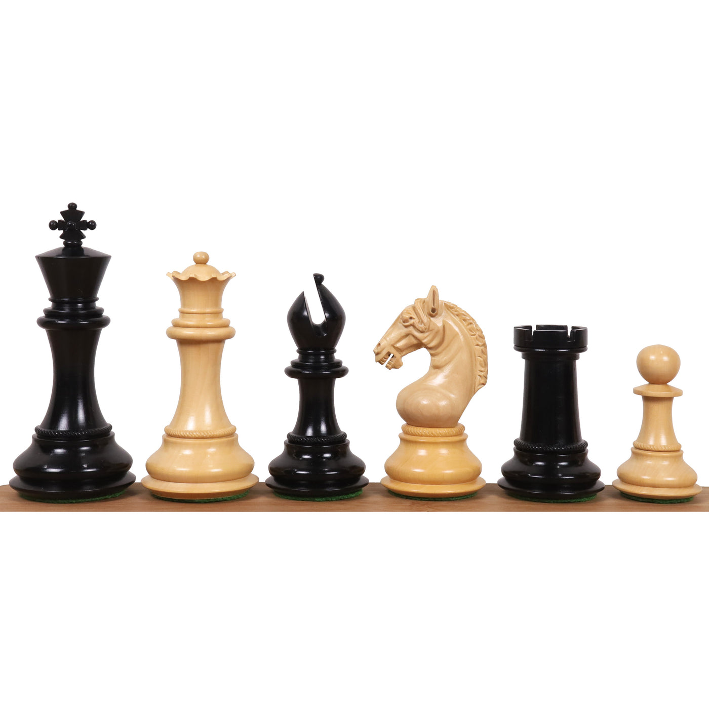 Combo of 4.5" Sheffield Staunton Luxury Chess Set - Pieces in Ebony Wood with 23" Large Ebony & Maple Wood Chessboard  and Storage Box