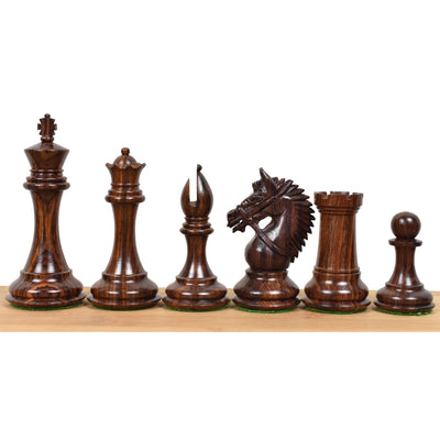 4.2" Rare American Staunton Luxury Rosewood Chess Pieces with 21" Rosewood & Maple Wood Flat Chess board and Leatherette Coffer Storage Box