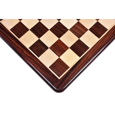 3.7" Emperor Series Staunton Chess Rose Wood Pieces with 21" Large Flat Chess board Rosewood & Maple Wood and Leatherette Coffer Storage Box
