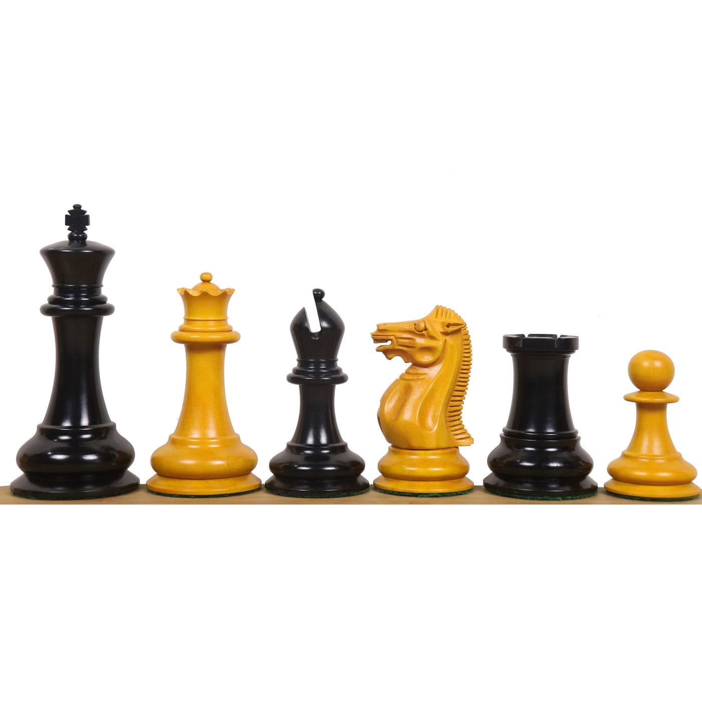 Slightly Imperfect 4.5" Reproduced 1849 Staunton Chess Set - Chess Pieces Only- Antiqued Boxwood & Ebony