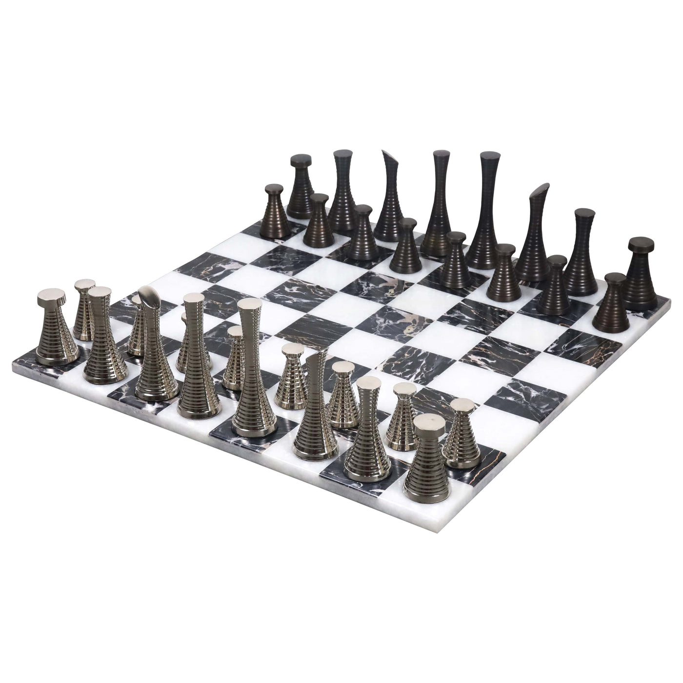 Brass Chess Set combo of 3.9" Modern Chess Pieces