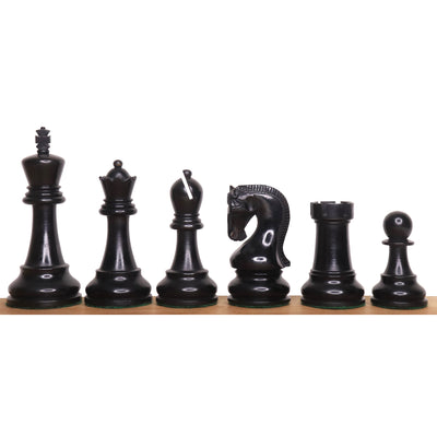 Combo of 4" Leningrad Staunton Chess Set - Pieces in Ebonised Boxwood with Board and Box