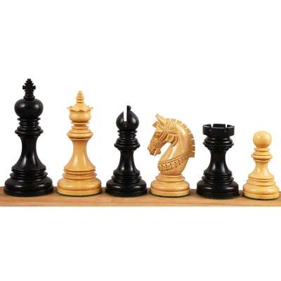 Combo of 4.1" Stallion Staunton Luxury Chess Set - Pieces in Ebony Wood with 23" Large Ebony & Maple Wood Chessboard and Storage Box