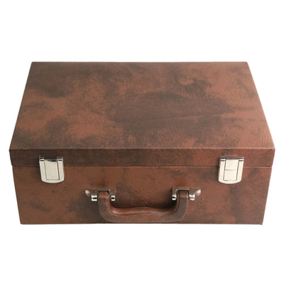 Signature Leatherette Coffer Storage Box - Tan Brown - Chess Pieces upto 4"