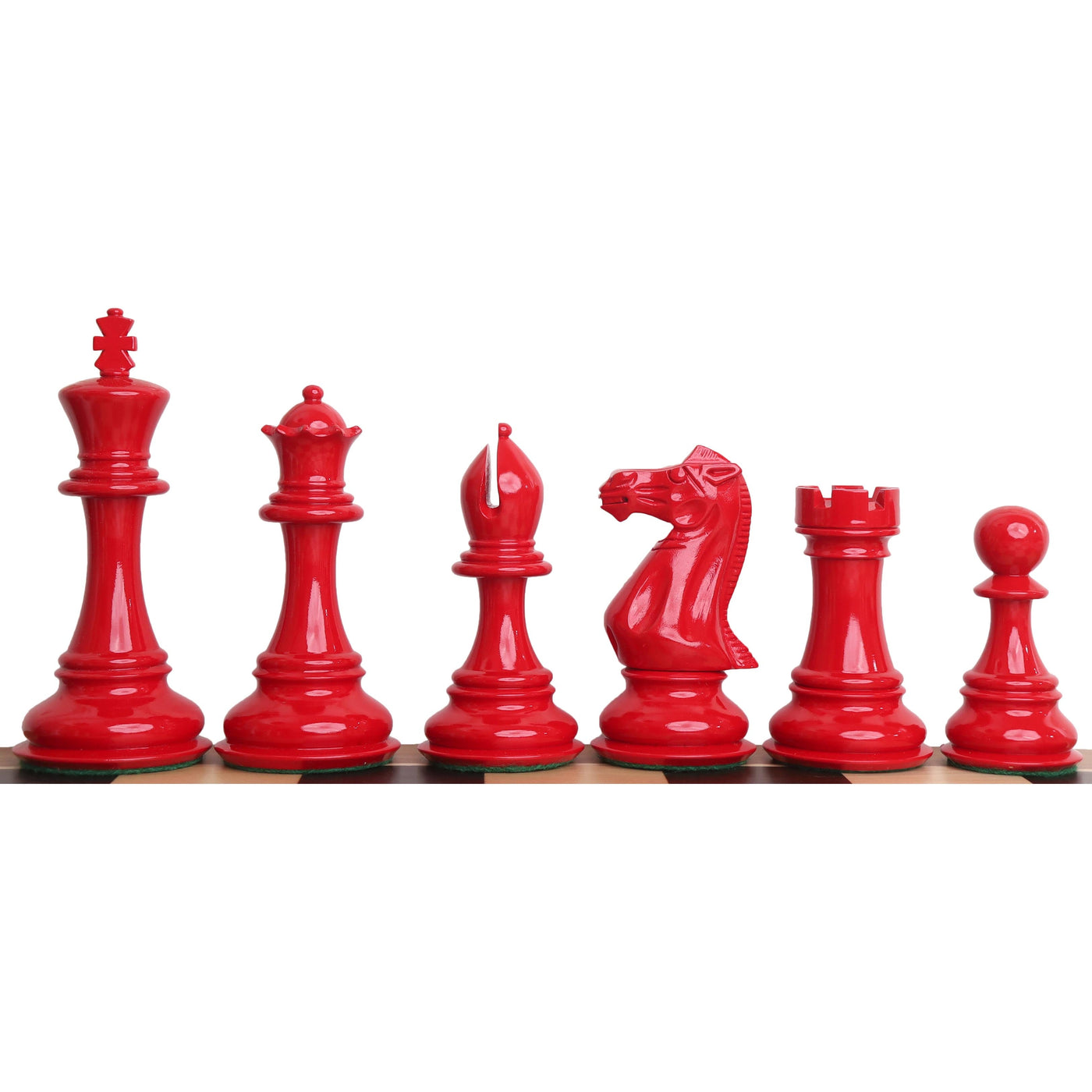 6.3" Jumbo Pro Staunton Luxury Chess Set - Chess Pieces Only - Red & White Lacquered