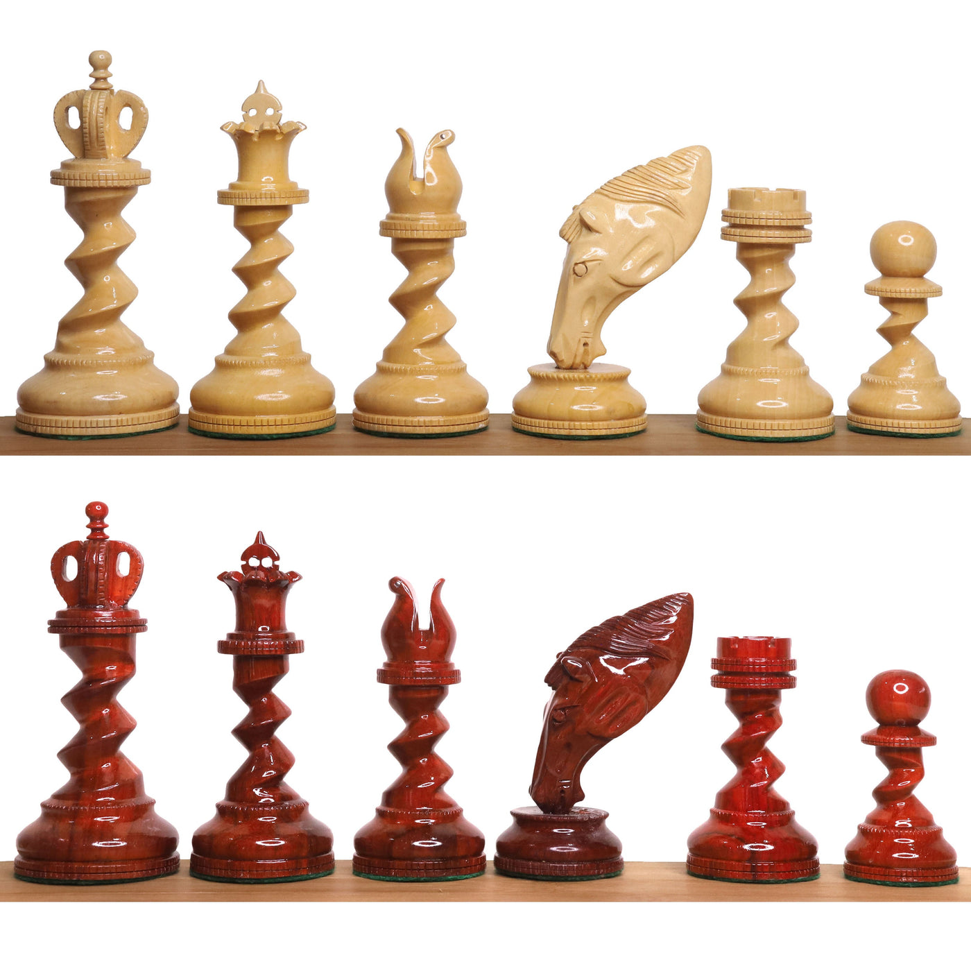 4.3" Grazing Knight Luxury Staunton Chess Set - Chess Pieces Only-Lacquered Bud Rosewood