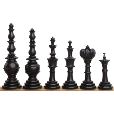 4.6″ Turkish Tower Pre-Staunton Chess Set - Chess Pieces Only - Black & White Camel Bone
