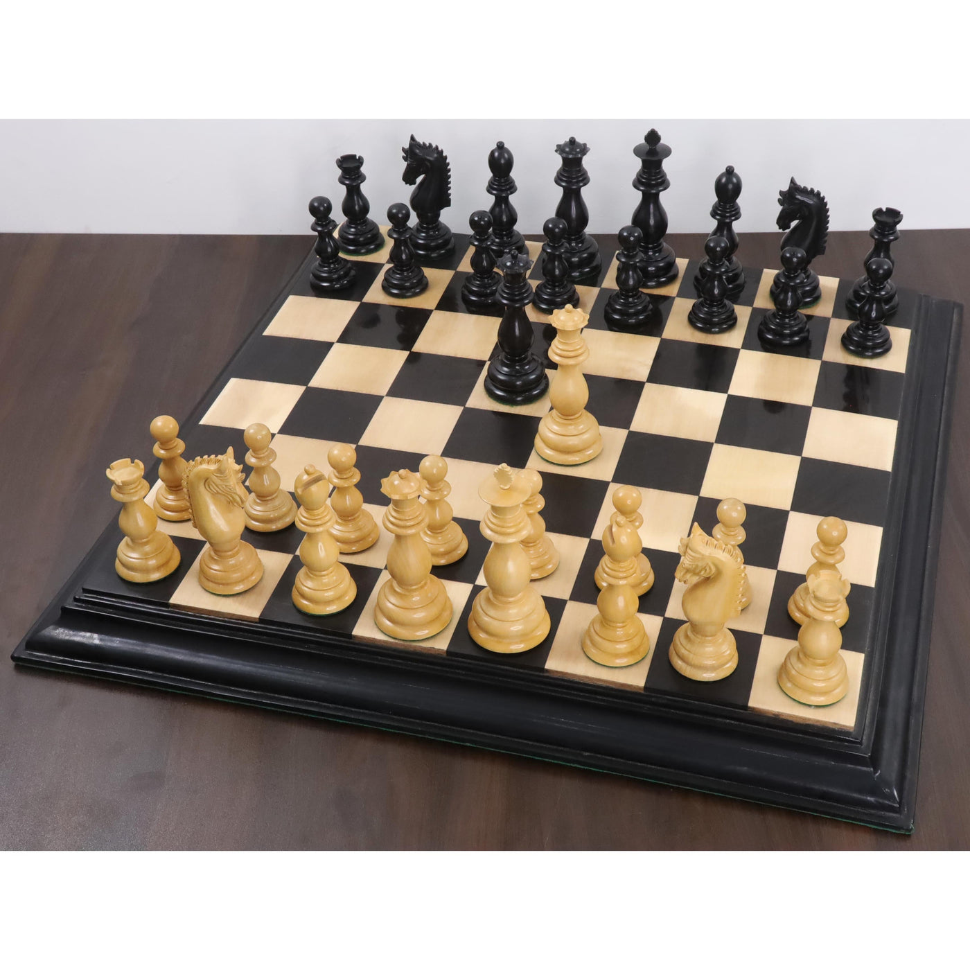 4.6" Medallion Luxury Staunton Chess Set - Chess Pieces Only - Triple Weight Ebony Wood