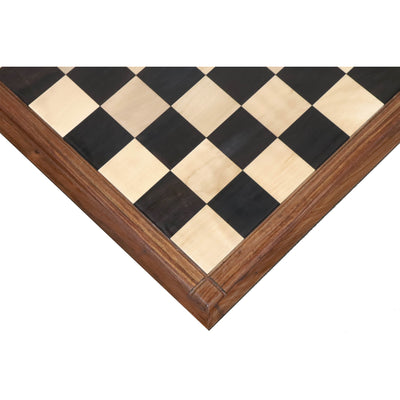 4.1" Chamfered Base Staunton Ebony Wood Chess Pieces with 21" Players Choice Solid Ebony & Maple Wood Chess board - Matt Finish and Golden Rosewood Chess Pieces Storage Box