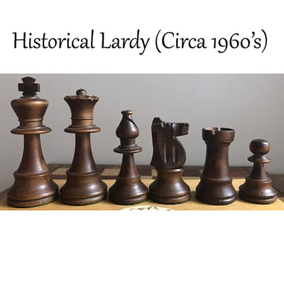 Improved French Lardy Chess Set - Chess Pieces Only - Antiqued boxwood - 3.9" King