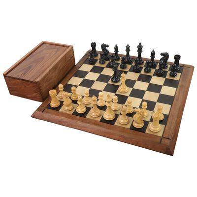 4.1" Pro Staunton Weighted Wooden Chess Set - Chess Pieces Only - Ebonised wood - 4 queens