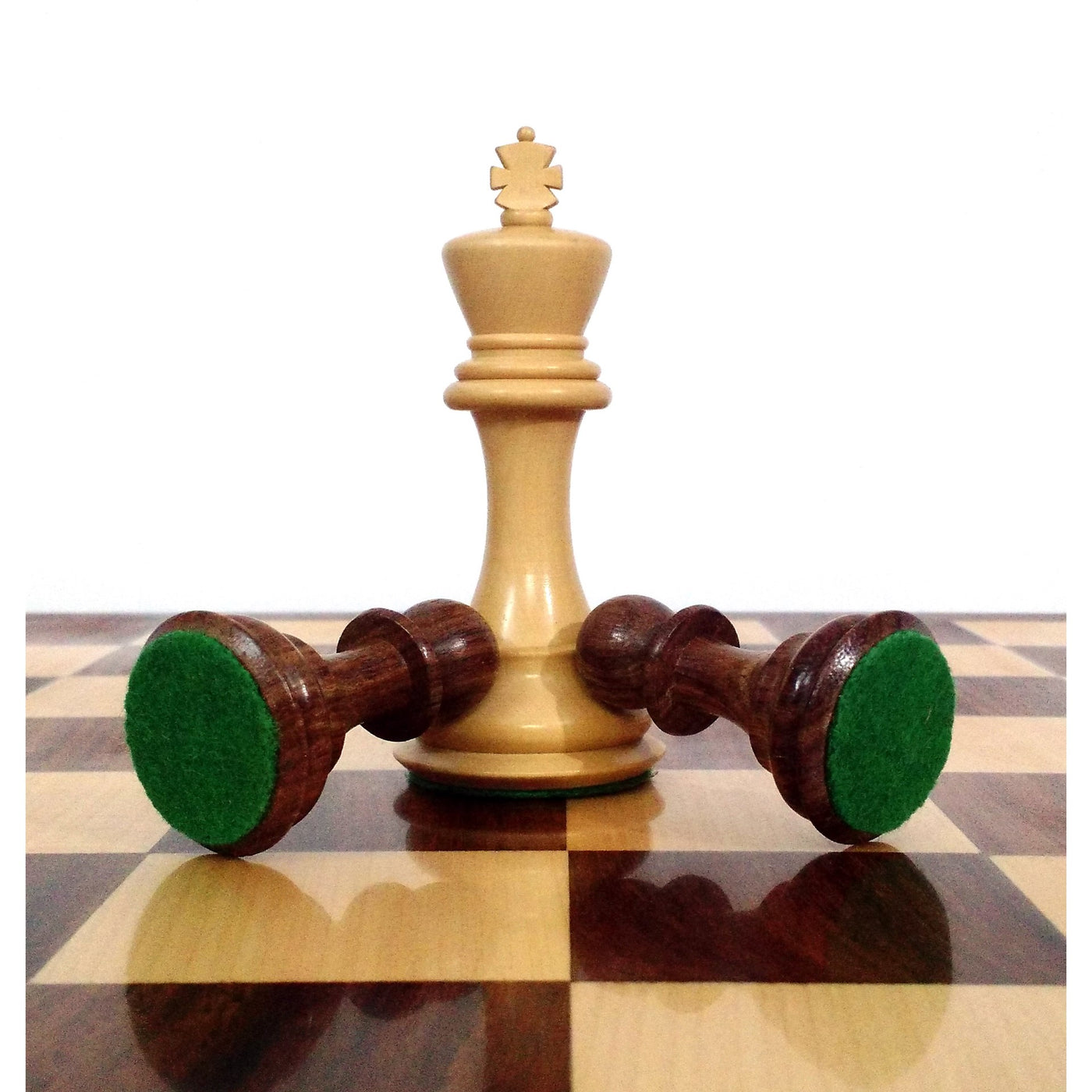 Combo of 4.1" Pro Staunton Weighted Wooden Chess Pieces in Golden Rosewood with 21" Board & Wooden Storage Box