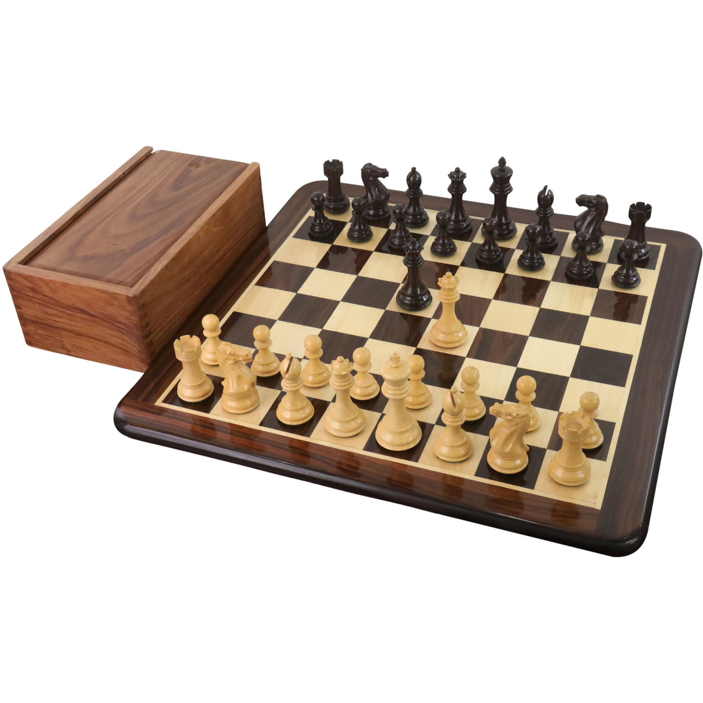 4.1" Pro Staunton Wooden Chess Set - Chess Pieces Only - Weighted Rose wood