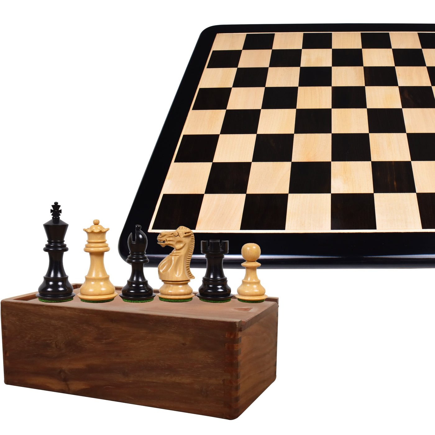 Combo of 3.1" Pro Staunton Luxury Chess Set - Pieces in Ebony Wood with Board and Box