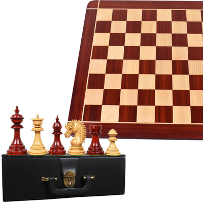 Combo of 4.4" Dragon Luxury Staunton Chess Set - Pieces in Bud Rosewood with Board and Box