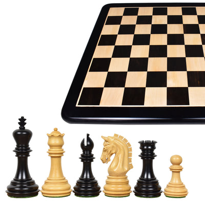 Combo of 3.8" Imperial Staunton Luxury Chess Set - Pieces in Ebony Wood with 21" Ebony Board