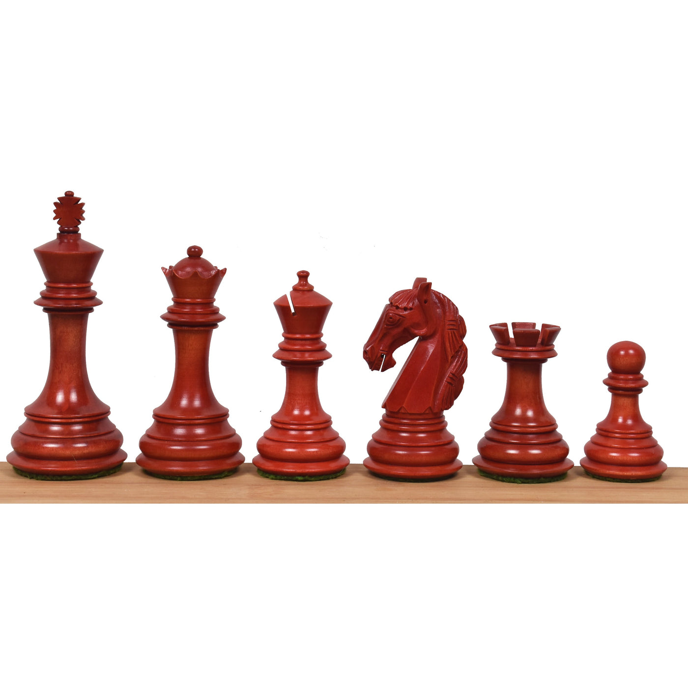 Slightly Imperfect 3.9" Old Columbian Staunton Weighted Chess Set - Chess Pieces Only- Crimson & Ebonised Boxwood